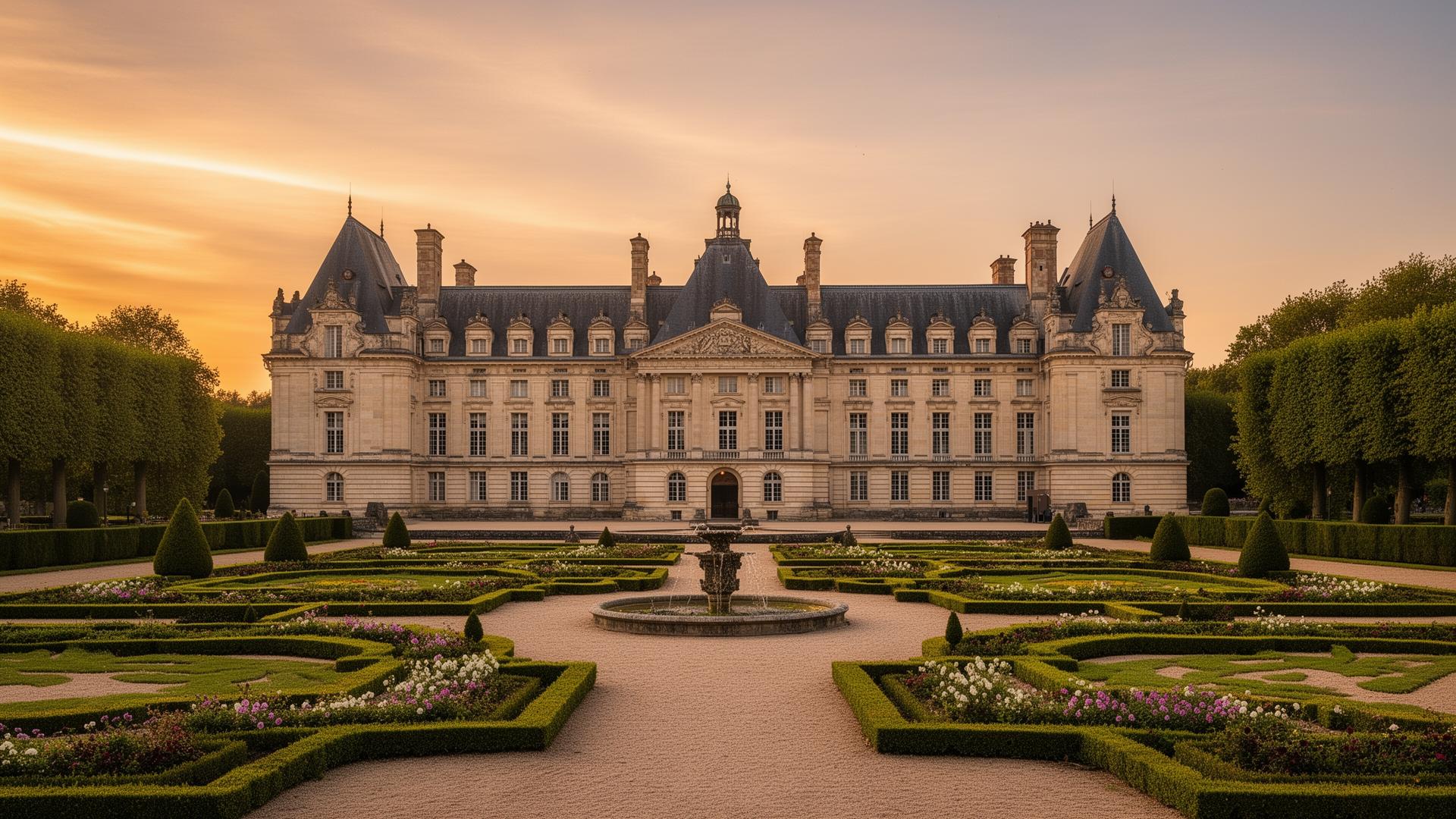 Monument historique français au coucher du soleil